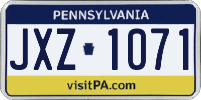 PA license plate JXZ1071