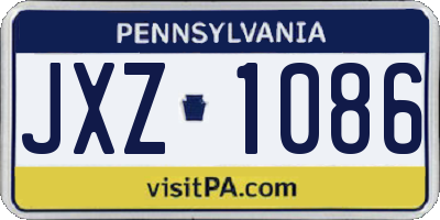 PA license plate JXZ1086