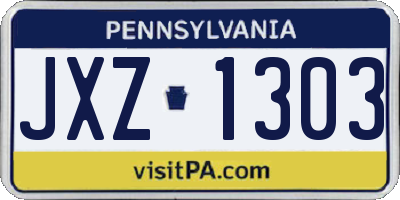 PA license plate JXZ1303