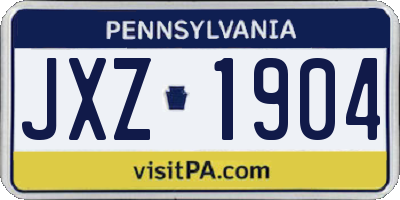 PA license plate JXZ1904