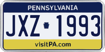PA license plate JXZ1993