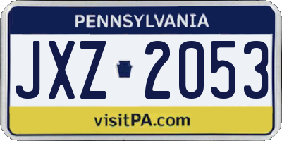 PA license plate JXZ2053