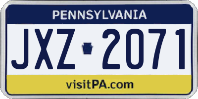 PA license plate JXZ2071