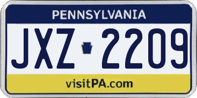 PA license plate JXZ2209