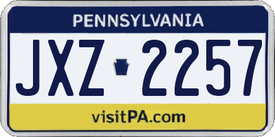 PA license plate JXZ2257