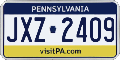 PA license plate JXZ2409