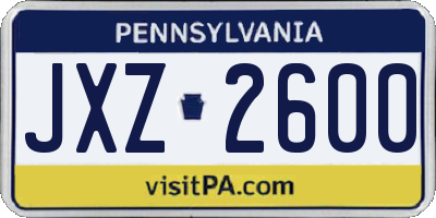 PA license plate JXZ2600