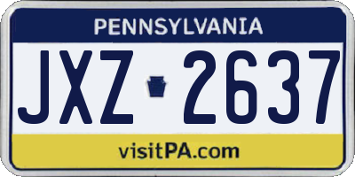 PA license plate JXZ2637
