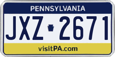 PA license plate JXZ2671