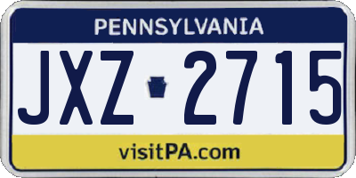 PA license plate JXZ2715