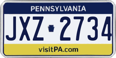 PA license plate JXZ2734