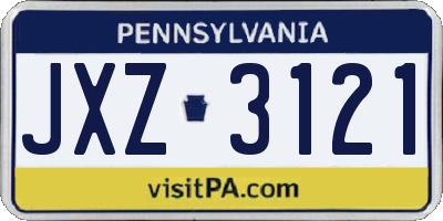 PA license plate JXZ3121