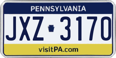 PA license plate JXZ3170