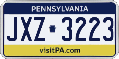 PA license plate JXZ3223