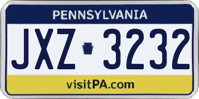 PA license plate JXZ3232