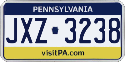 PA license plate JXZ3238