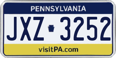 PA license plate JXZ3252