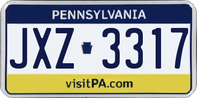 PA license plate JXZ3317