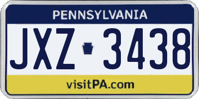 PA license plate JXZ3438