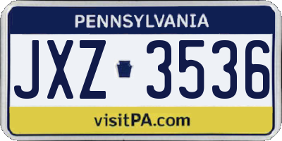 PA license plate JXZ3536