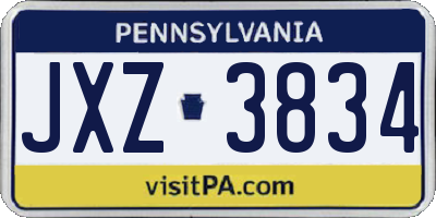 PA license plate JXZ3834