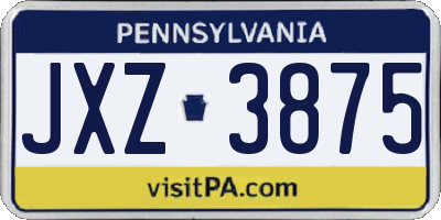 PA license plate JXZ3875
