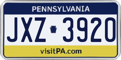 PA license plate JXZ3920