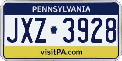 PA license plate JXZ3928