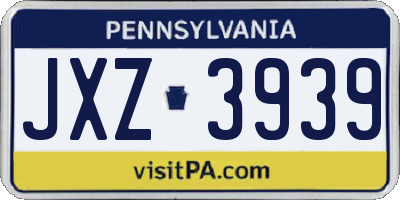 PA license plate JXZ3939