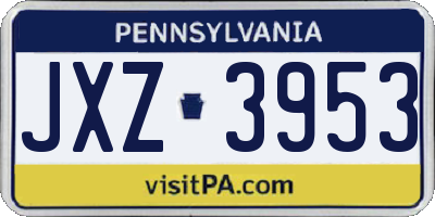 PA license plate JXZ3953