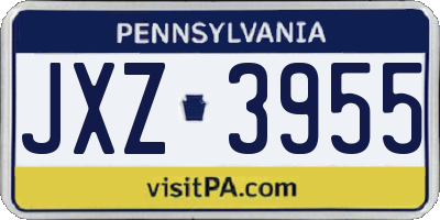 PA license plate JXZ3955