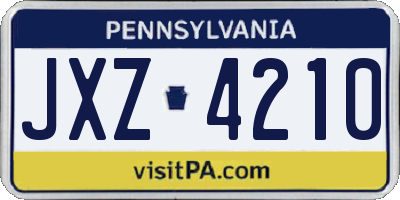 PA license plate JXZ4210
