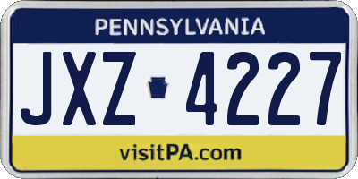 PA license plate JXZ4227