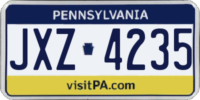 PA license plate JXZ4235