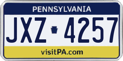 PA license plate JXZ4257