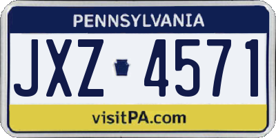 PA license plate JXZ4571