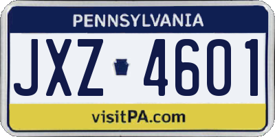 PA license plate JXZ4601