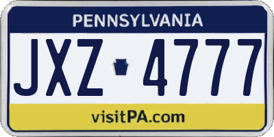 PA license plate JXZ4777