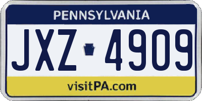 PA license plate JXZ4909