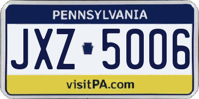 PA license plate JXZ5006