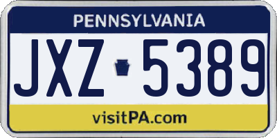 PA license plate JXZ5389
