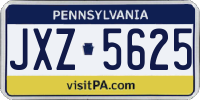 PA license plate JXZ5625