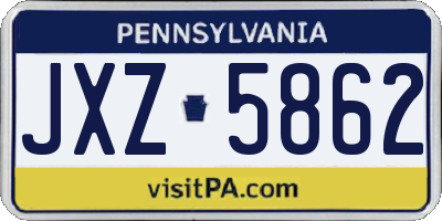 PA license plate JXZ5862