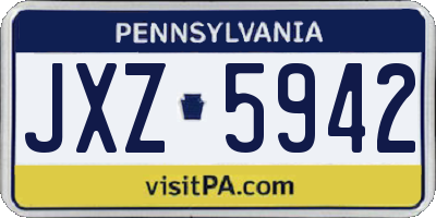 PA license plate JXZ5942