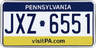 PA license plate JXZ6551