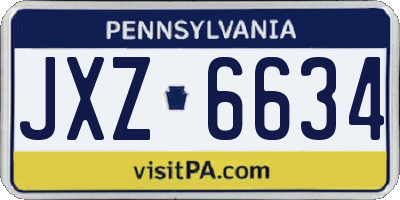 PA license plate JXZ6634