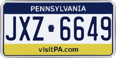 PA license plate JXZ6649