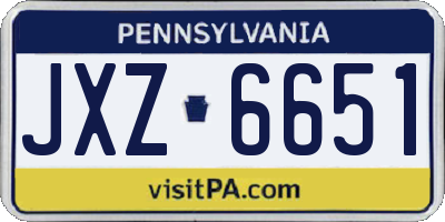 PA license plate JXZ6651