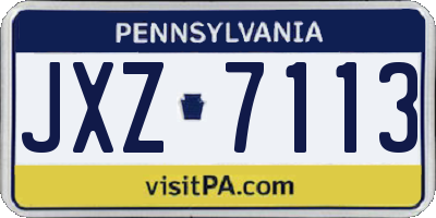 PA license plate JXZ7113