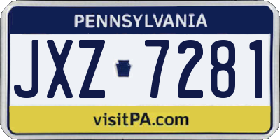 PA license plate JXZ7281